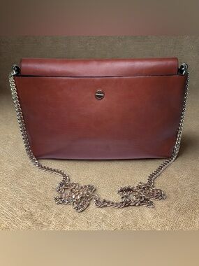 ZARA COGNAC BROWN
CROSSBODY CLUTCH BAG, GOLD CHAIN